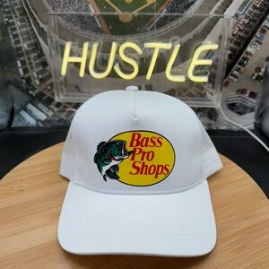 Bass Pro Shops White Mesh Trucker SnapBack Cap